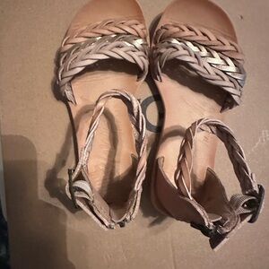Girls Blowfish Tan Braided Sandals with Ankle Strap